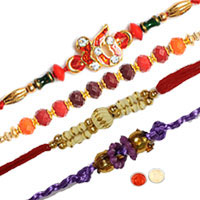 Trendsetting Collection of 4 Decorative Rakhi