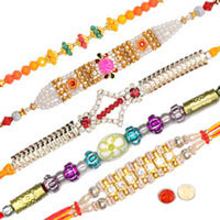 Trendsetting Set of 5 Designer Rakhi
