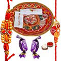Rakhi Thali with 1 Rakhi, 2 Chocolates and Roli Tikka
