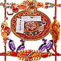 Rakhi Thali with 4 Rakhi, 4 Chocolates and Roli Tikka