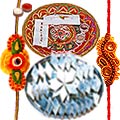 Rakhi Thali with Rakhis, Kaju Katli