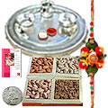 Rakhi Thali with Rakhis, Dry Fruits and Roli Tikka