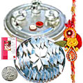 Rakhi Thali with Rakhis, Kaju Katli and Roli Tikka