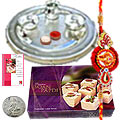 Rakhi Thali with Rakhis,Haldiram Soan Papadi and Roli Tikka
