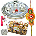 Rakhi Thali with Rakhis,12 piece Ferrero Rocher and Roli Tikka