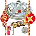 Rakhi Thali with Rakhis,3 piece Ferrero Rocher and Roli Tikka