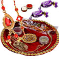 Rakhi Thali with Bhaiya n Bhabhi Rakhi and 2 Chocolates