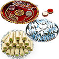 Rakhi Thali with One or More Rakhis, 250 Gms. Kaju roll n 250 Gms. Kaju Katli